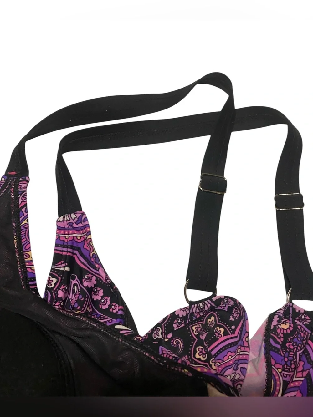 Catherines Tankini Women’s 24W Purple Paisley Wireless Lined Beach Resort Boho